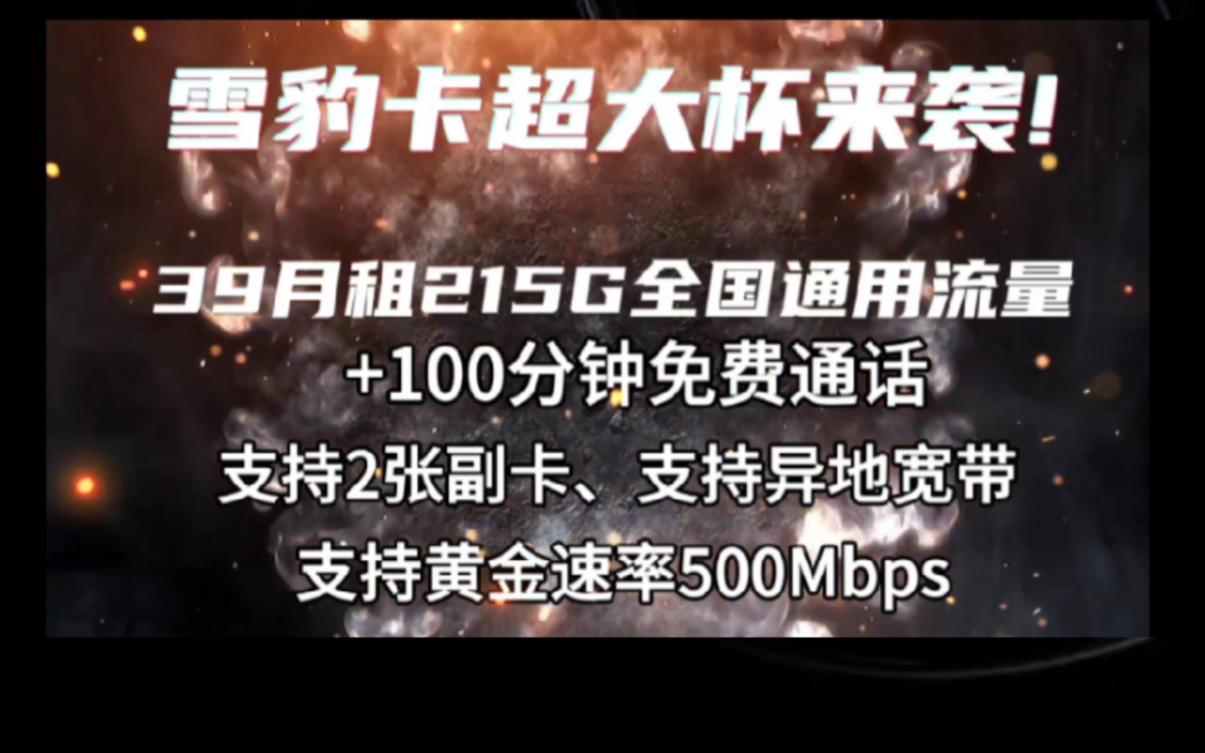 【流量卡小李子】雪豹卡超大杯来袭,39月租永久套餐215g国内通用流量+黄金速率+支持副卡✘异地宽带哔哩哔哩bilibili