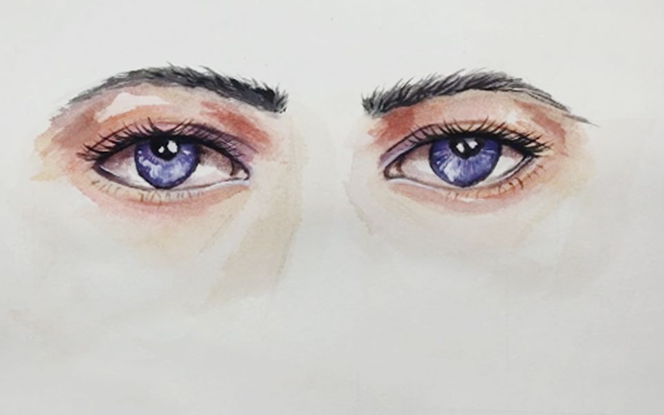 水彩眼睛的画法 fashion服装技法 时装手稿 服装插画 人体眼睛画法