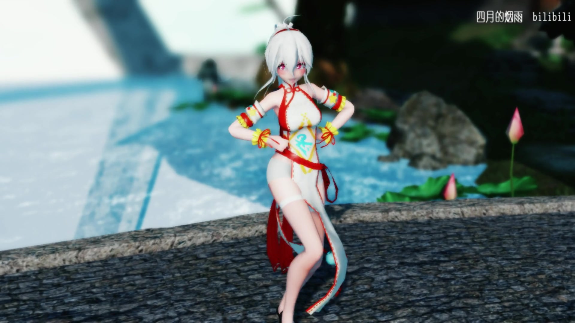 弱音旗袍丝白过膝袜彩虹节拍