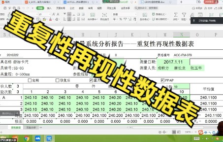 重复性再现性数据表(MSA分析)哔哩哔哩bilibili