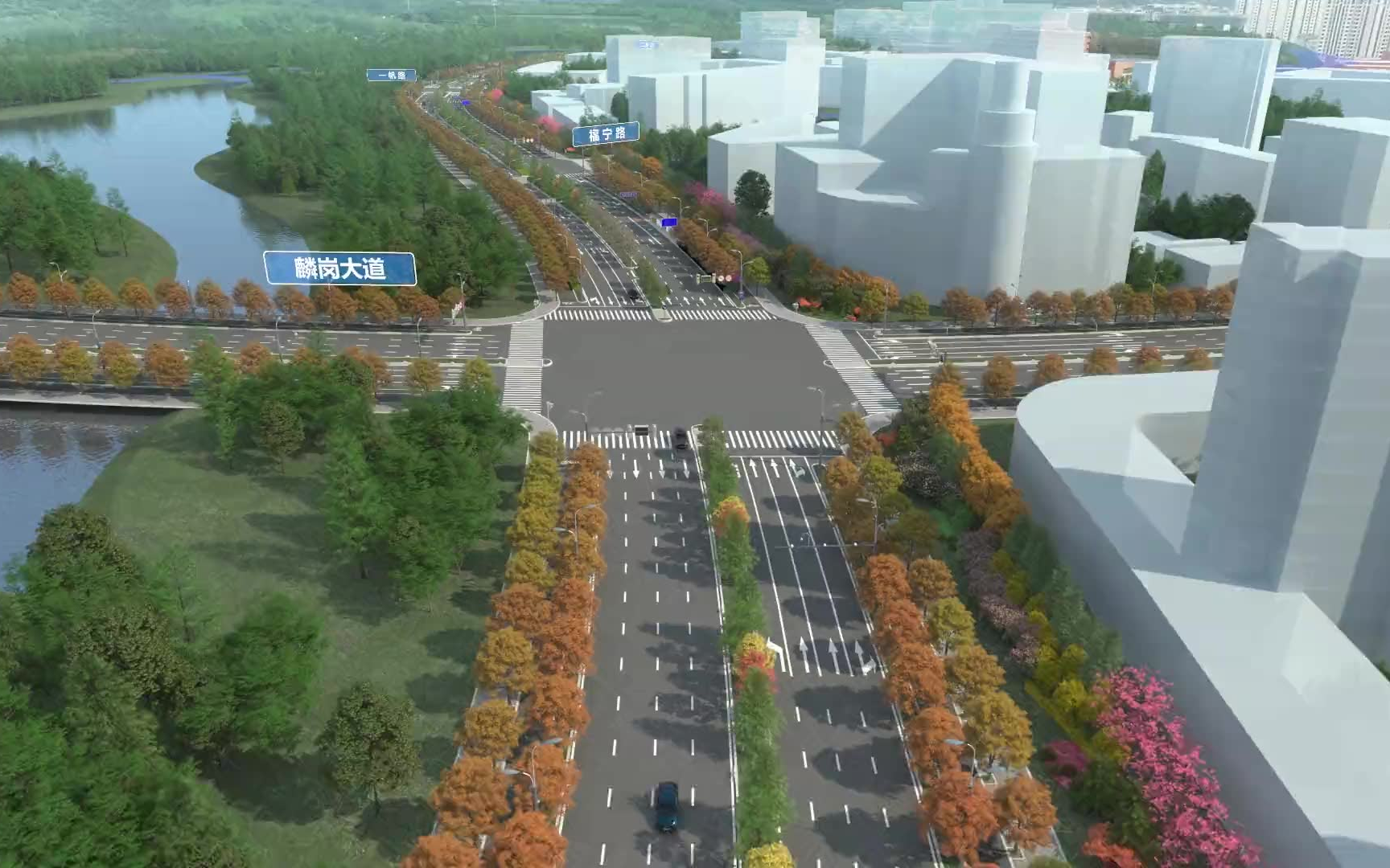 道路无人机航拍合成动画