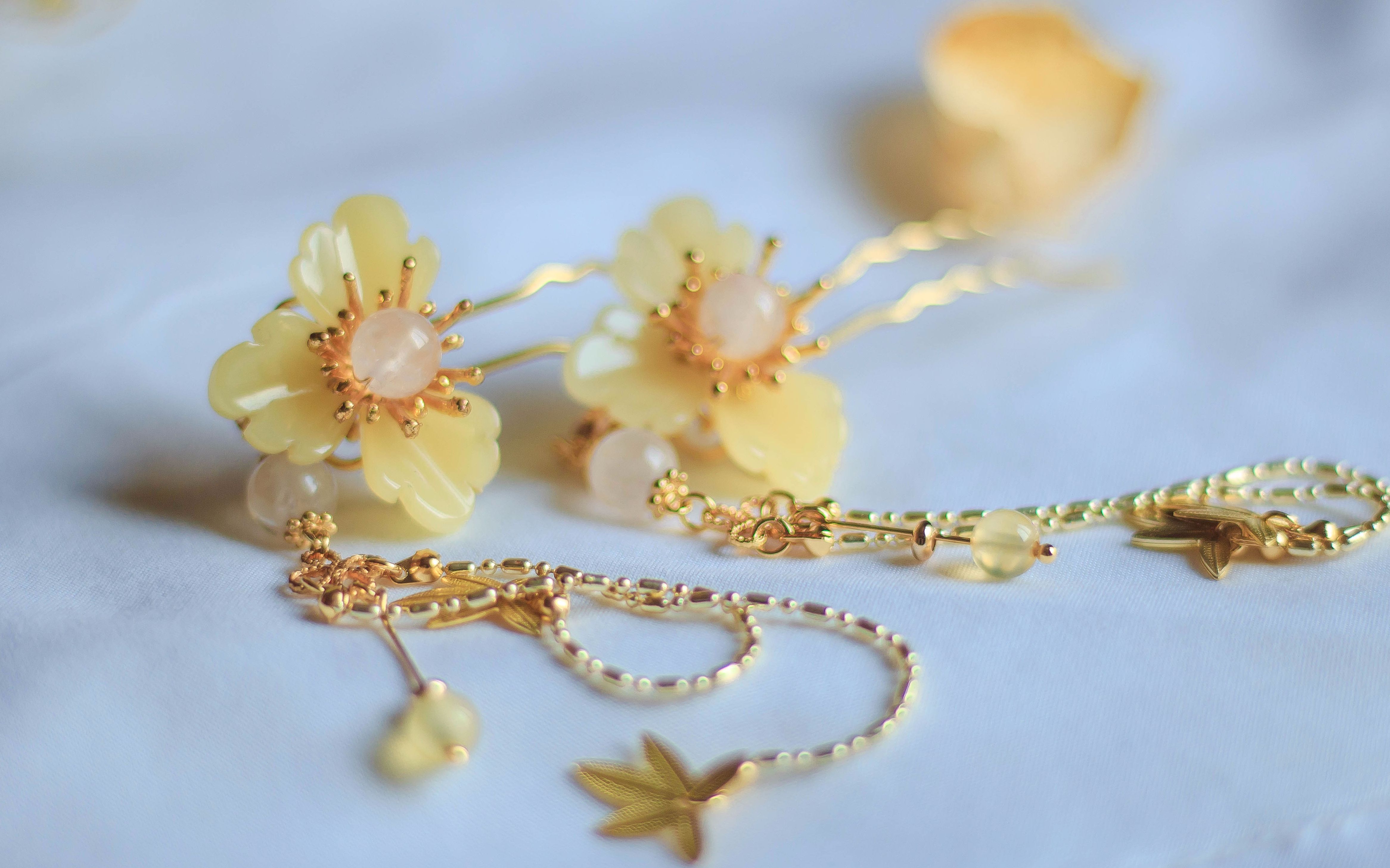 发簪教程新手向汉服捷克琉璃花瓣小u钗教程