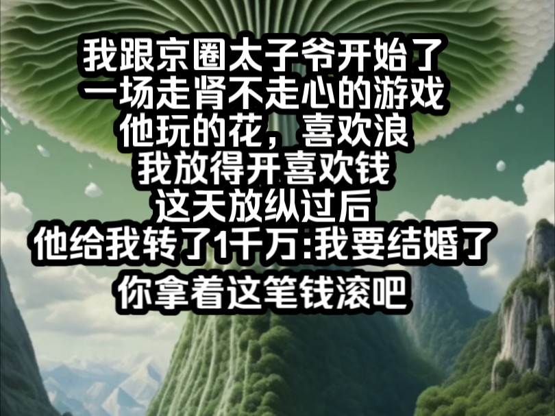 《南夕玫瑰》我跟京圈太子爷开始了一场走肾不走心的游戏.他玩的花,喜欢浪,我放得开,喜欢钱.这天放纵过后,他给我转了1千万,男人:我要结婚了...