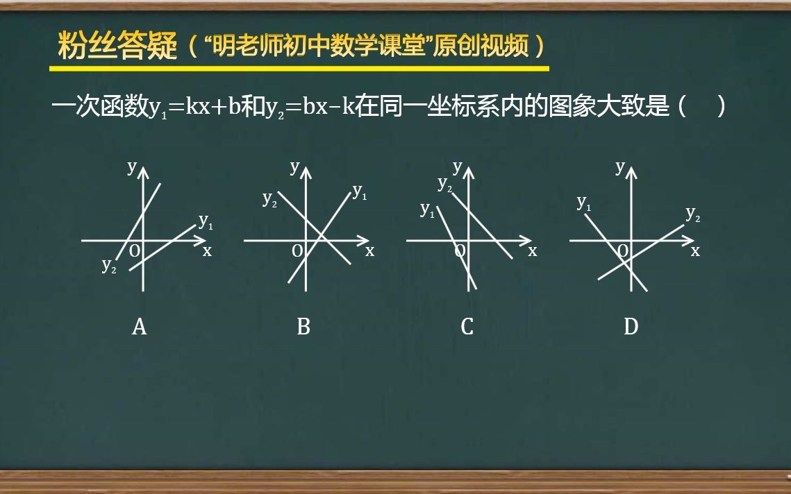 [图]初中数学粉丝答疑183：在同一坐标系中判断两个一次函数的图象位置