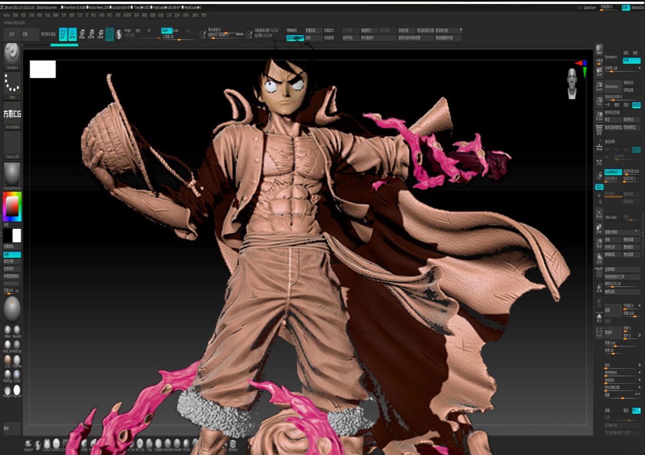 海贼王艾斯手办制作教程;新手如何快速利用zbrush制作手办详解!