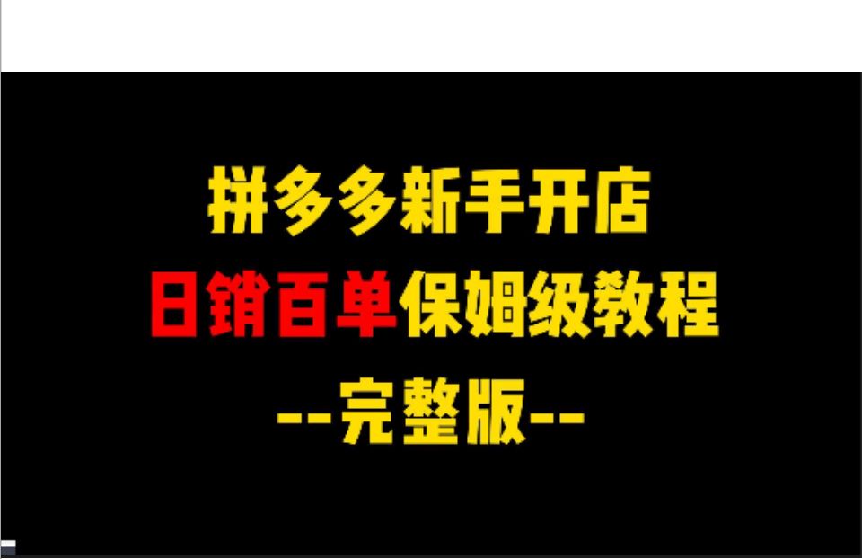 拼多多年底新手开店日销百单保姆级教程,拼多多运营,拼多多学习,拼多多新手开店,电商运营哔哩哔哩bilibili