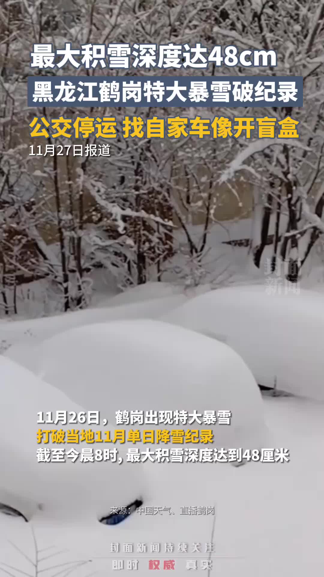 黑龙江鹤岗特大暴雪破纪录哔哩哔哩bilibili