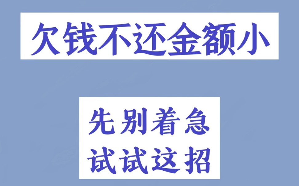 欠钱不还金额小?起诉不划算怎么办?证据材料不够怎么办?只有微信怎么办?试试这招!哔哩哔哩bilibili