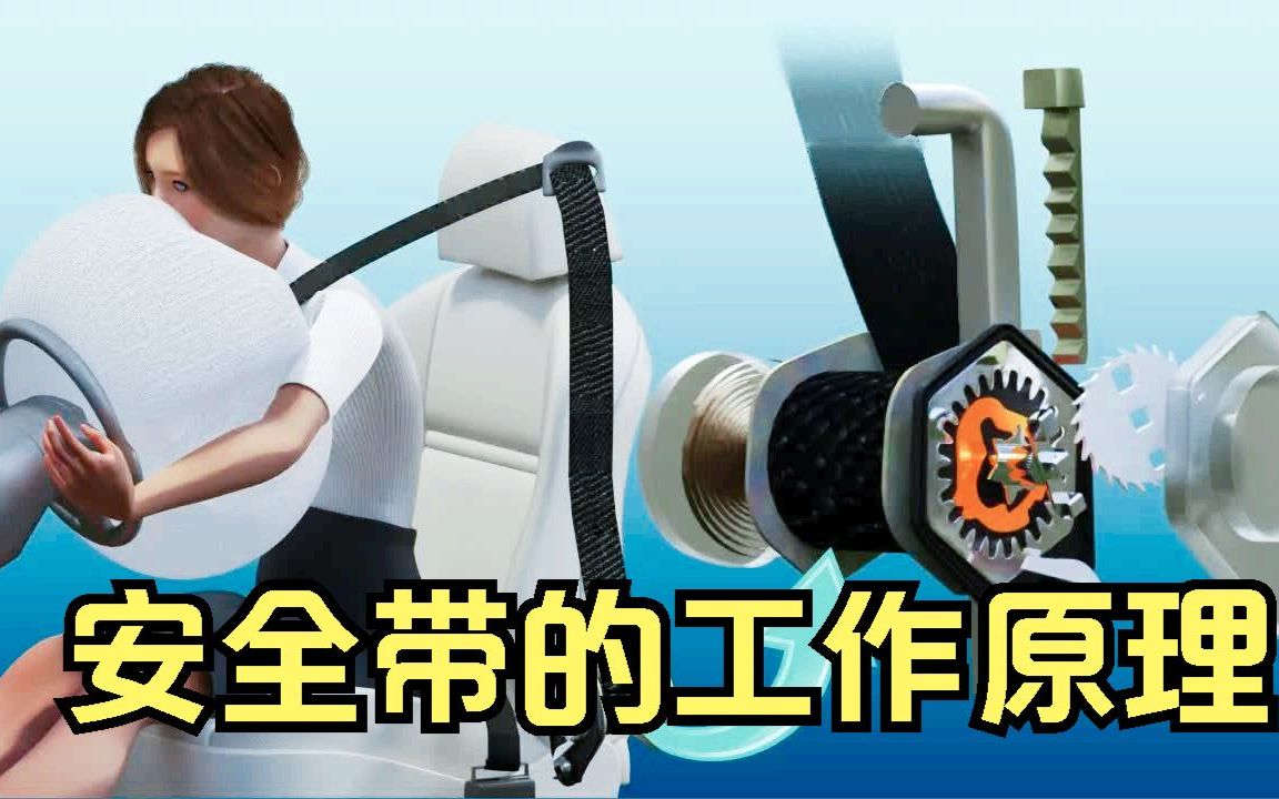 汽车安全带如何工作的?3D动画演示机械原理!哔哩哔哩bilibili