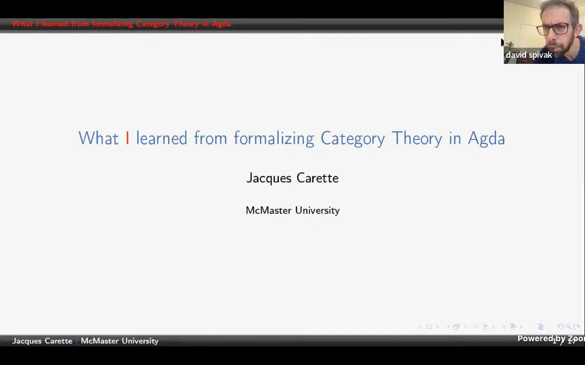 [图]Jacques Carette What I learned from formalizing Category Theory in Agda