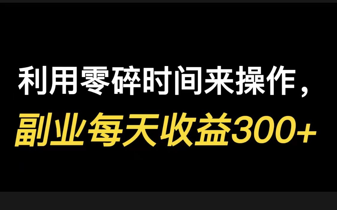 利用零碎时间来操作,副业每天收益300+,人人可做,适合新手小白哔哩哔哩bilibili