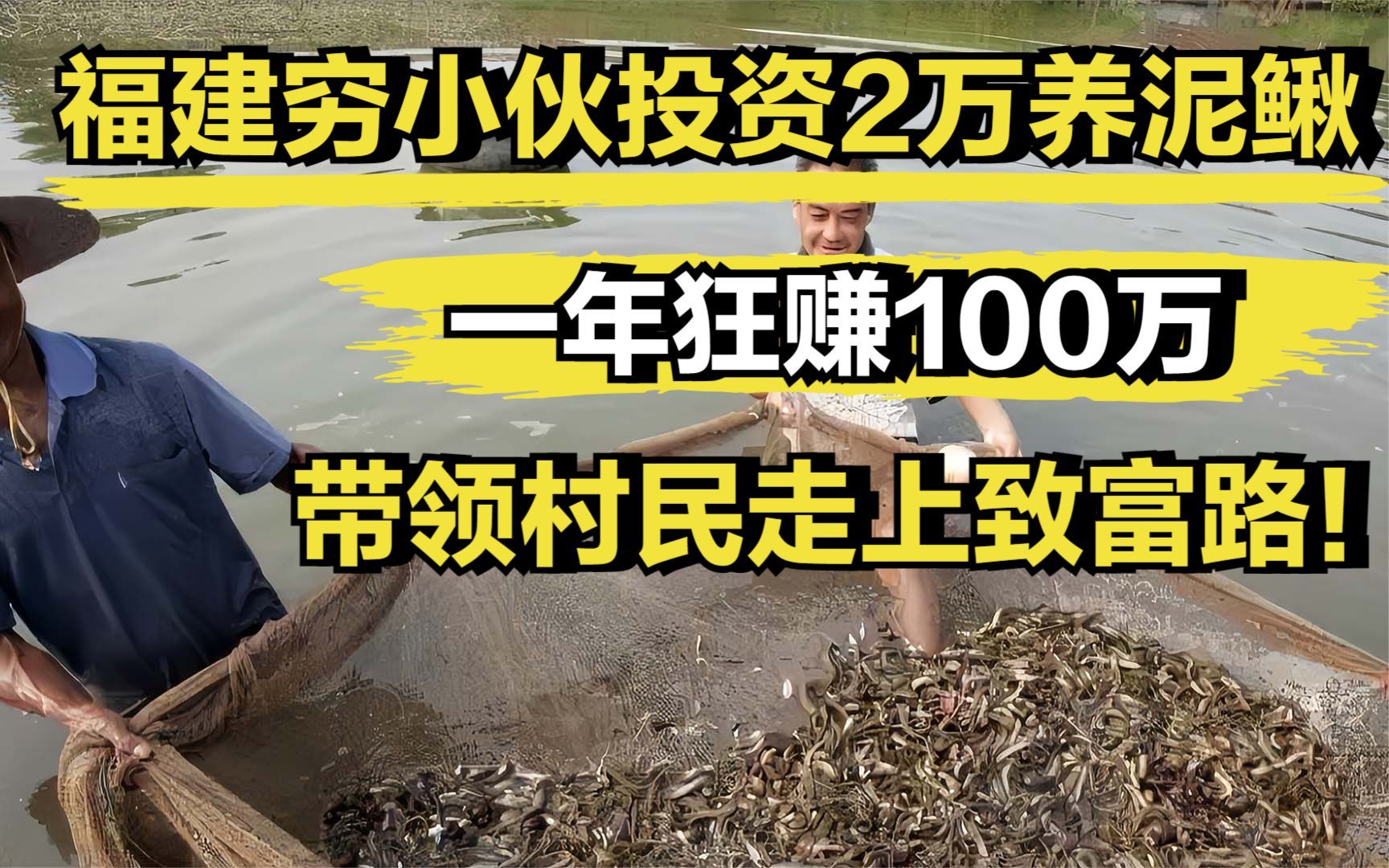 福建穷小伙投资2万养泥鳅,一年狂赚100万,带领村民走上致富路!哔哩哔哩bilibili