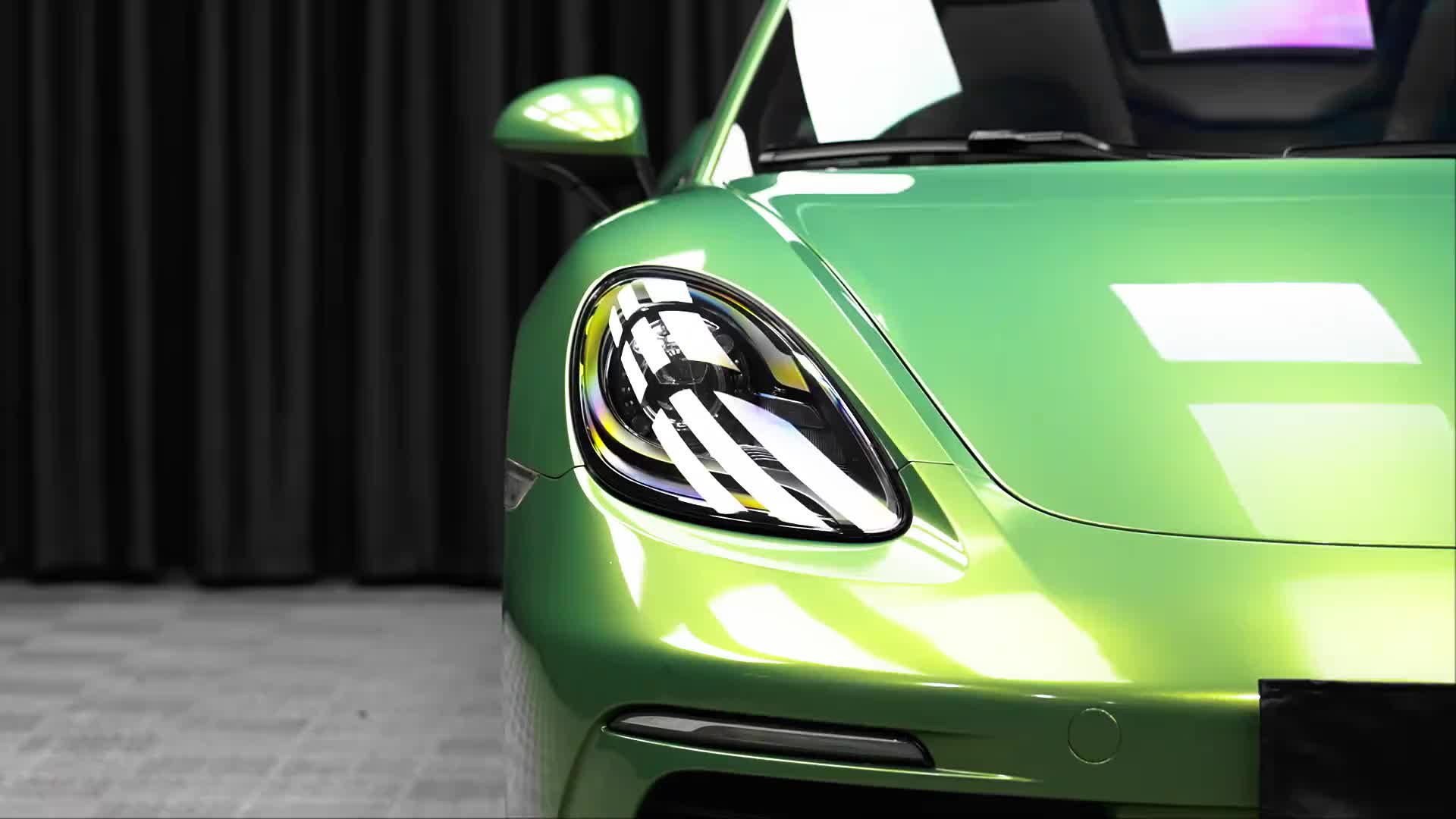 保时捷718-ek改色膜虹彩祖母绿,超漂亮的渐变