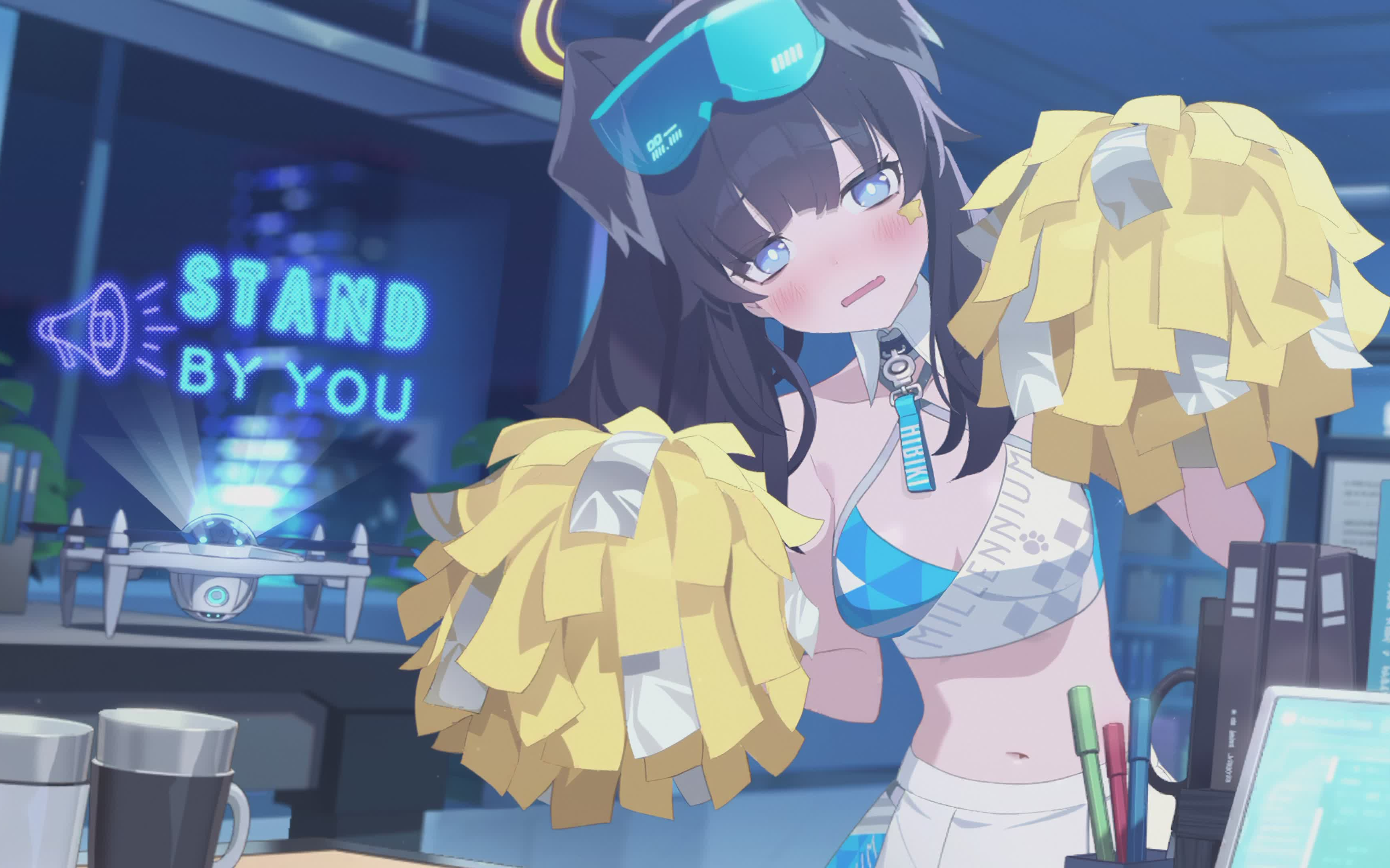 【碧蓝档案】(4k/响live2d)害羞脸)老师加油老师加油.weywey!