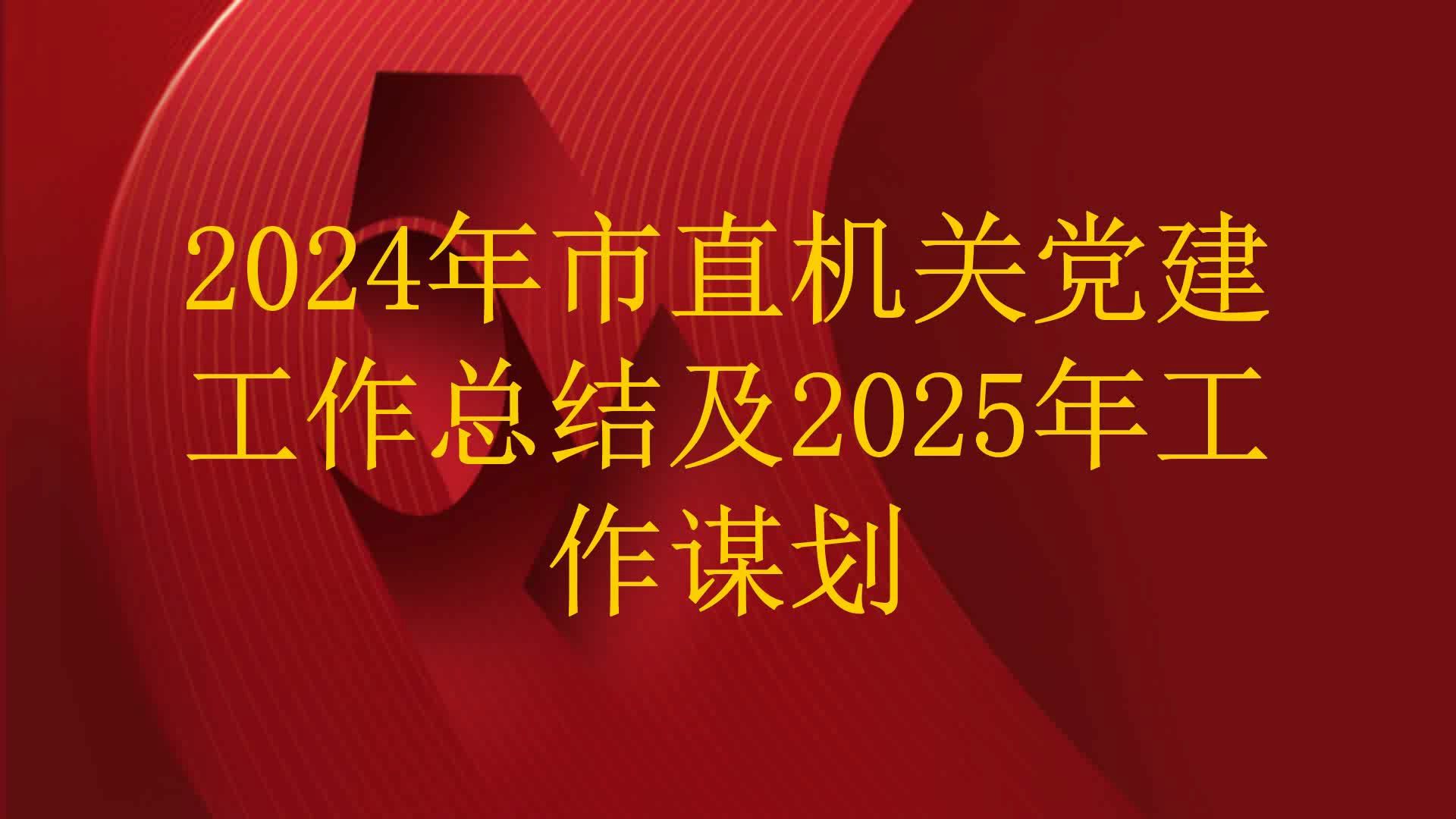 2024年市直机关党建工作总结及2025年工作谋划哔哩哔哩bilibili