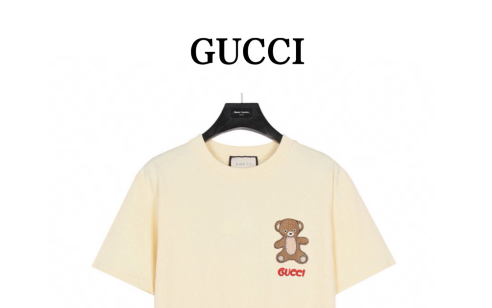 gucci刺绣粉熊t恤图片