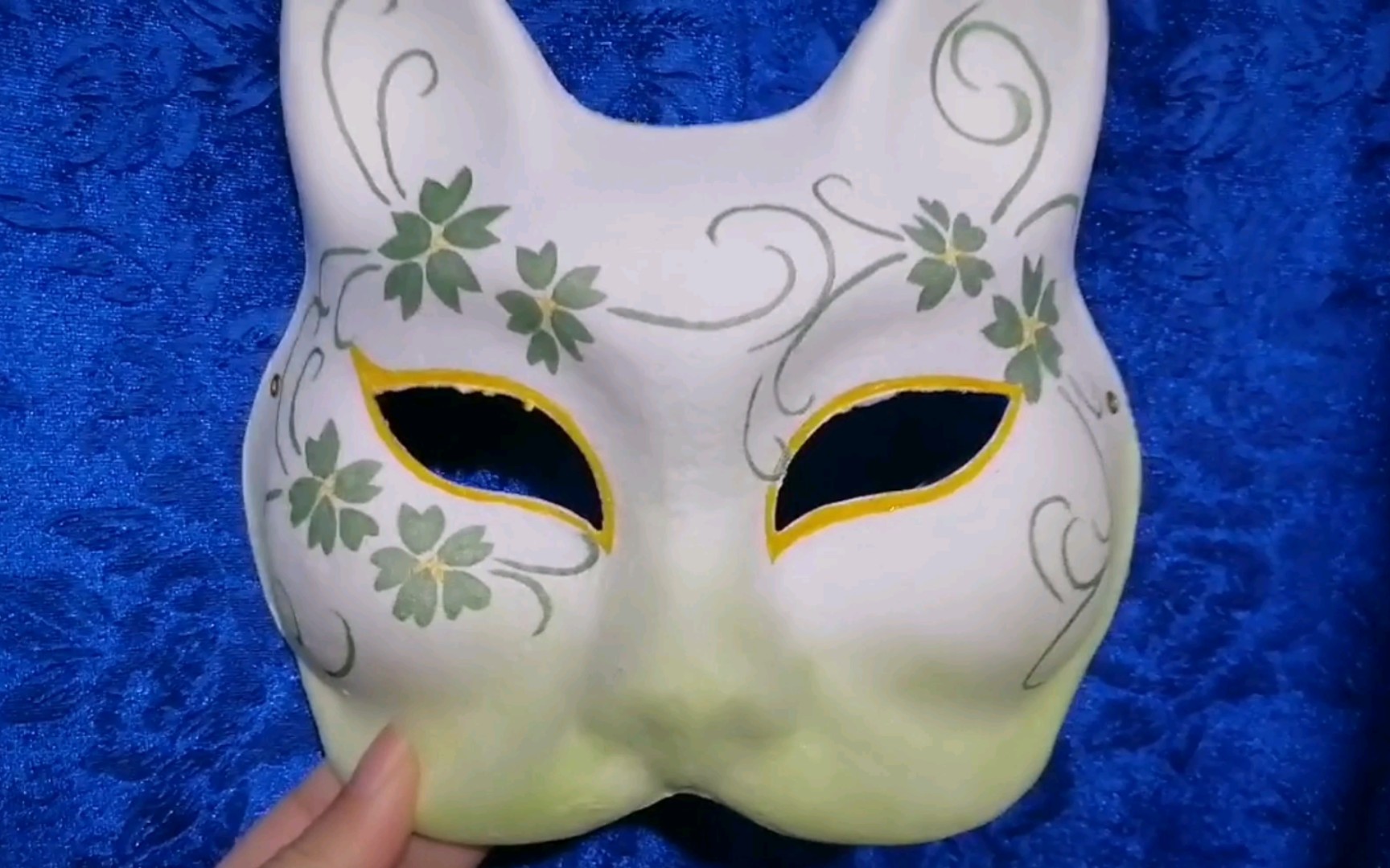 狐狸面具——绿色花纹图案_哔哩哔哩_bilibili