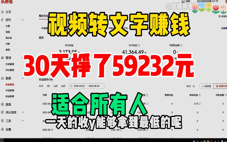 视频转文字赚钱,1个月收入59232,全程复制粘贴即可,适合所有人!哔哩哔哩bilibili