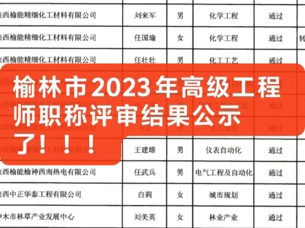 2023年榆林市高级工程师职称评审结果公示!哔哩哔哩bilibili