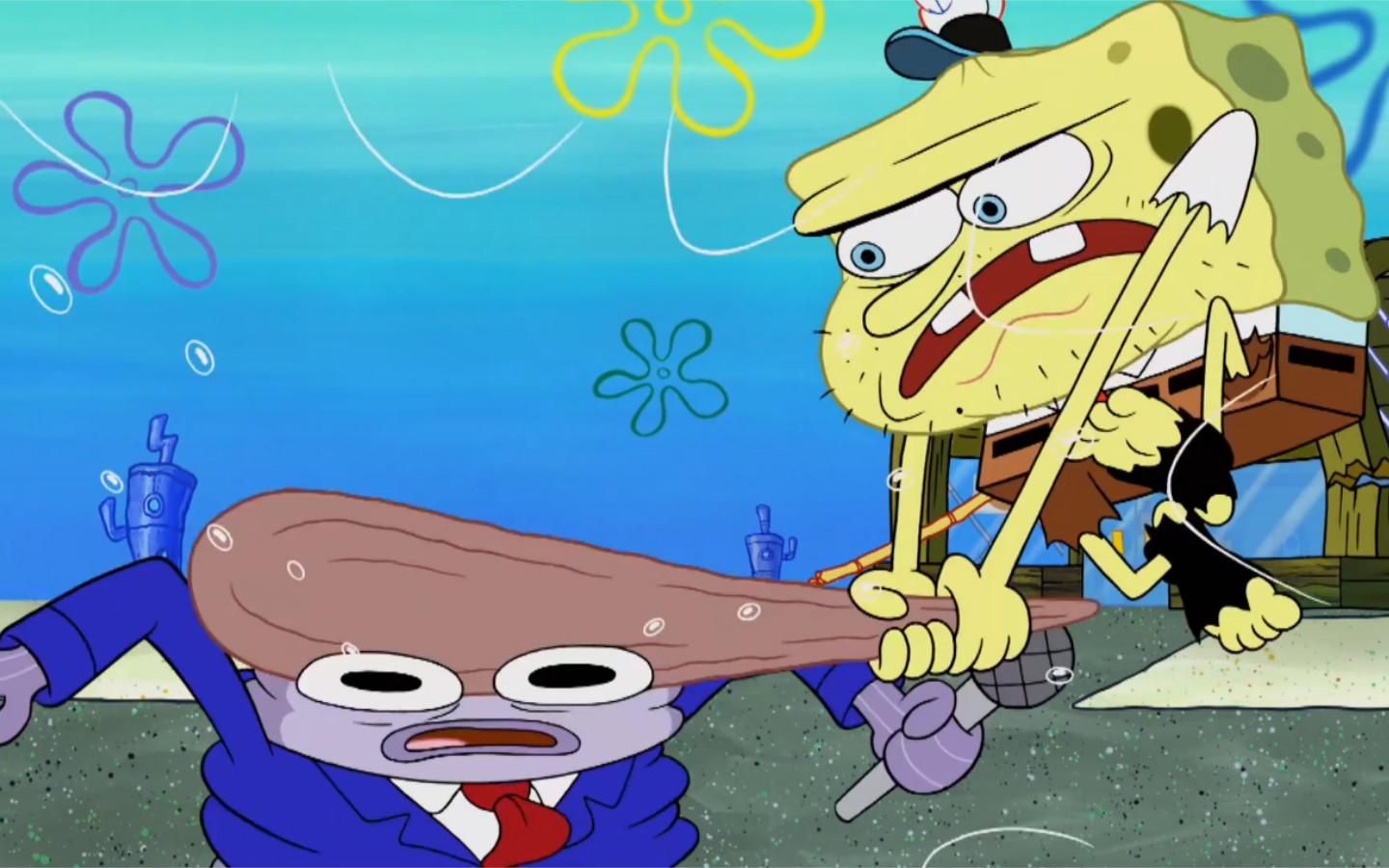 比奇堡出现两只海绵宝宝,竟然手持木棍,见到人就是一顿暴揍!