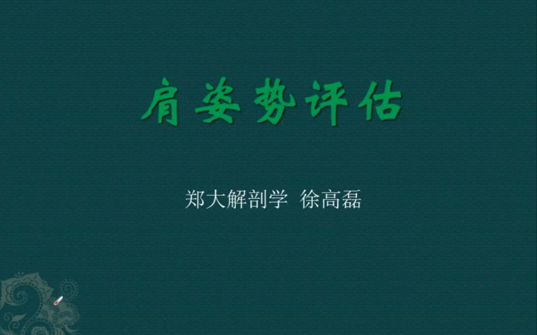 [图]徐高磊教授《姿势评估解剖学分析》——肩姿势评估