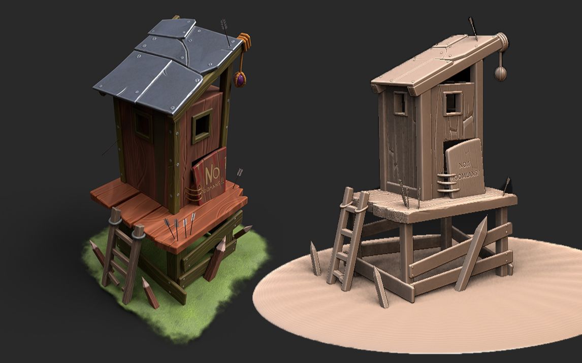 3dmax场景教程:零基础学习简单3d游戏小场景木屋制作_哔哩哔哩 (゜-゜