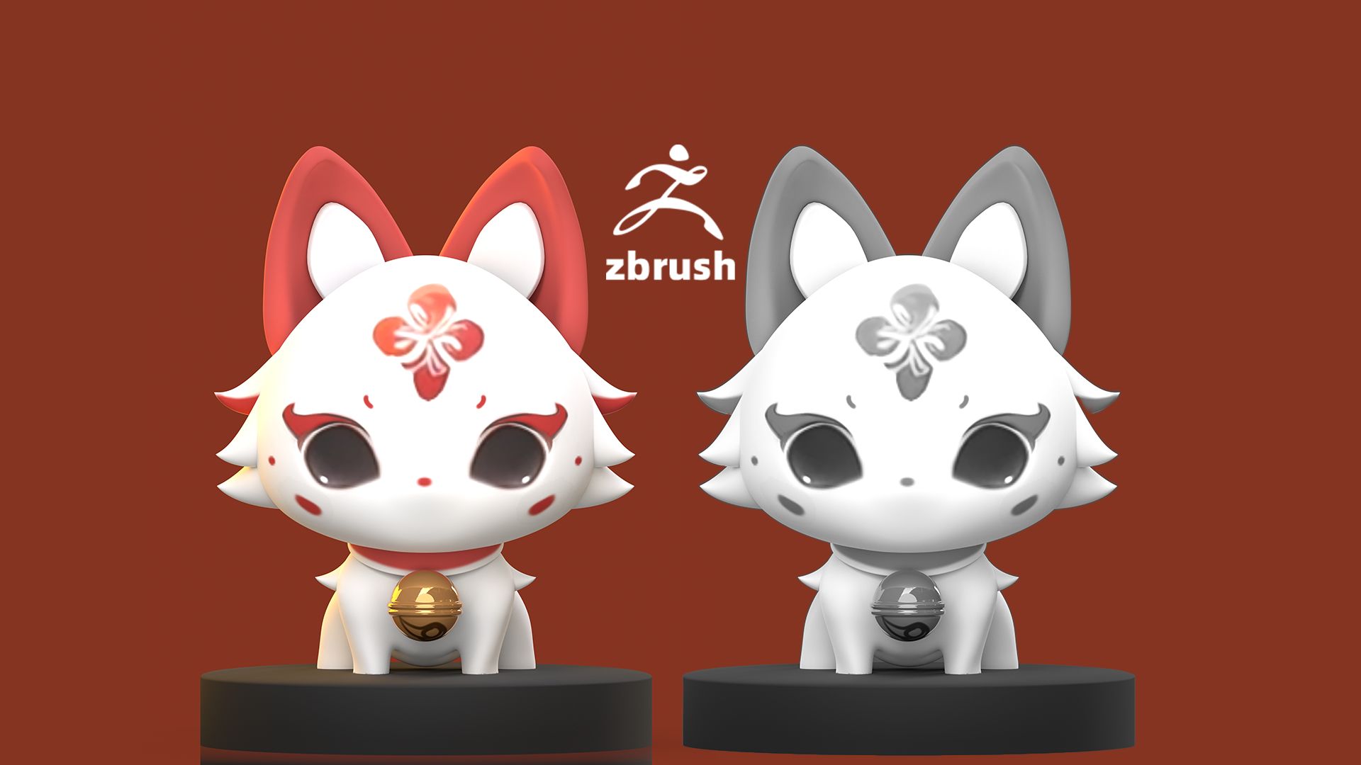 【zbrush新手教程】专为新手录制的小狐狸手办模型制作教程!