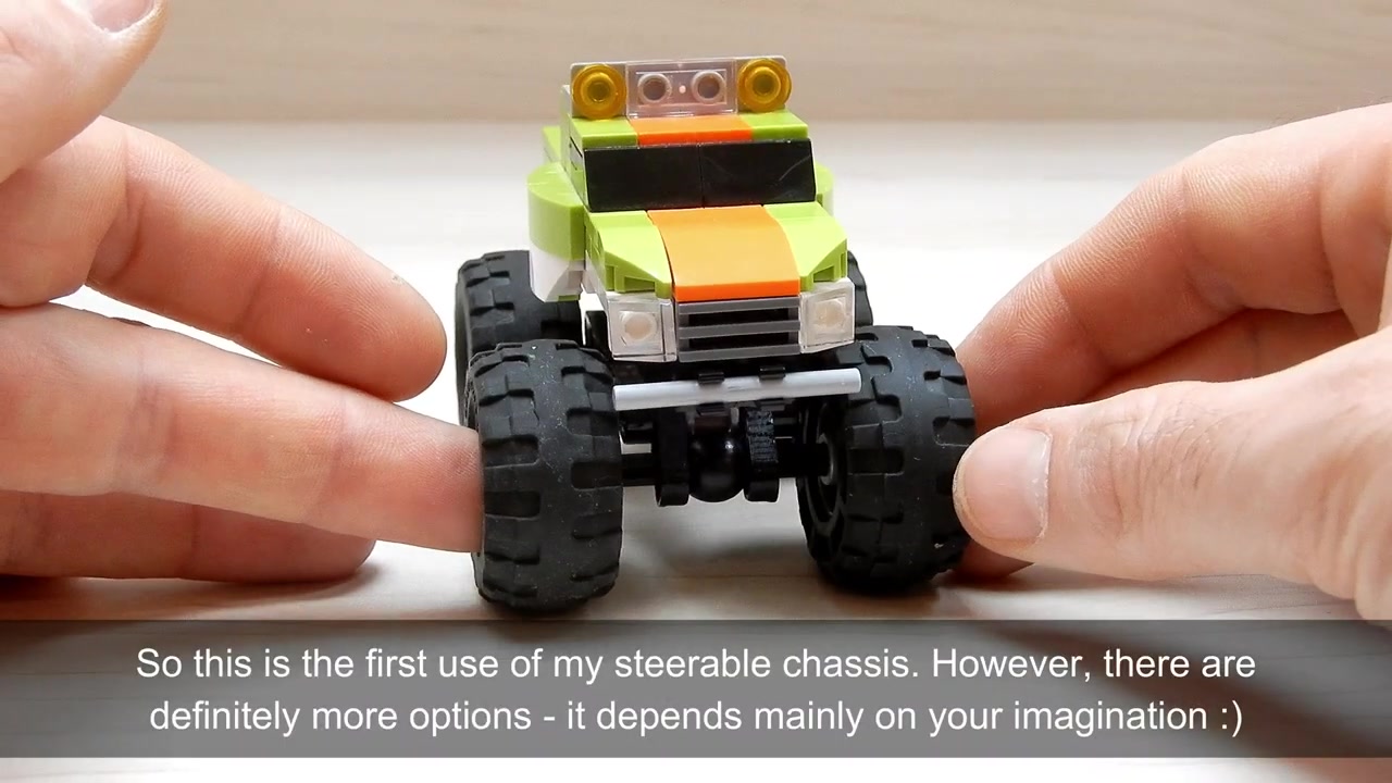 "改装的乐高 creator 31101 怪物卡车,带有我自己的转向系统板 (moc