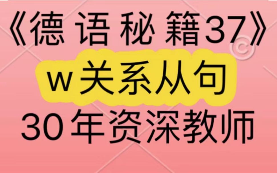 德语语法:怎么主动输出和理解所谓的w关系从句?针对在中国德国奥地利瑞士法国等地处于德语入门学习、德语语音、备考歌德学院考试、德福、DSH、...