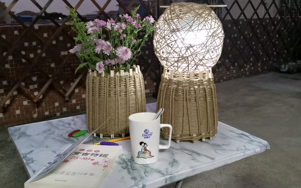 手工diy一次性筷子与麻绳和矿泉水瓶底diy的花瓶简单实用