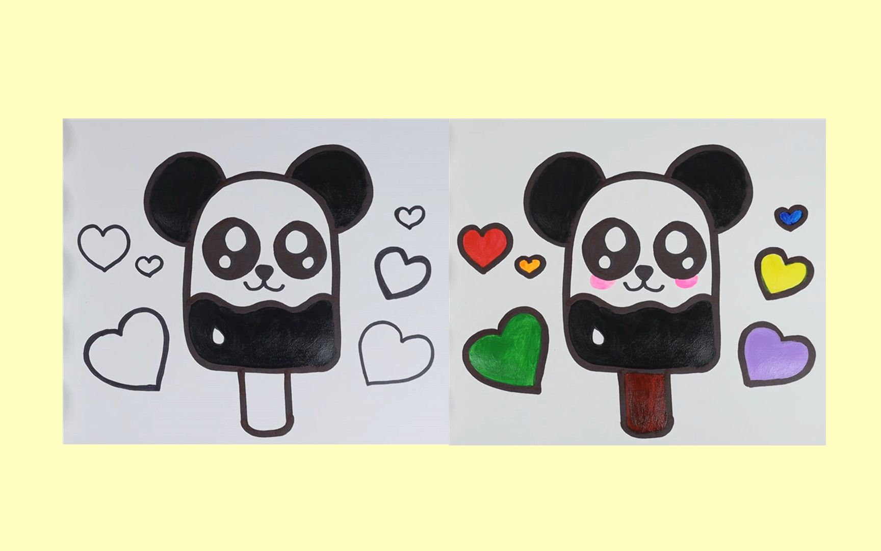 048少儿绘画启蒙宝宝简笔画如何画熊猫雪糕_哔哩哔哩 (゜-゜)つロ