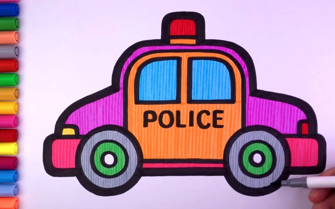儿童简笔画教孩子画警车