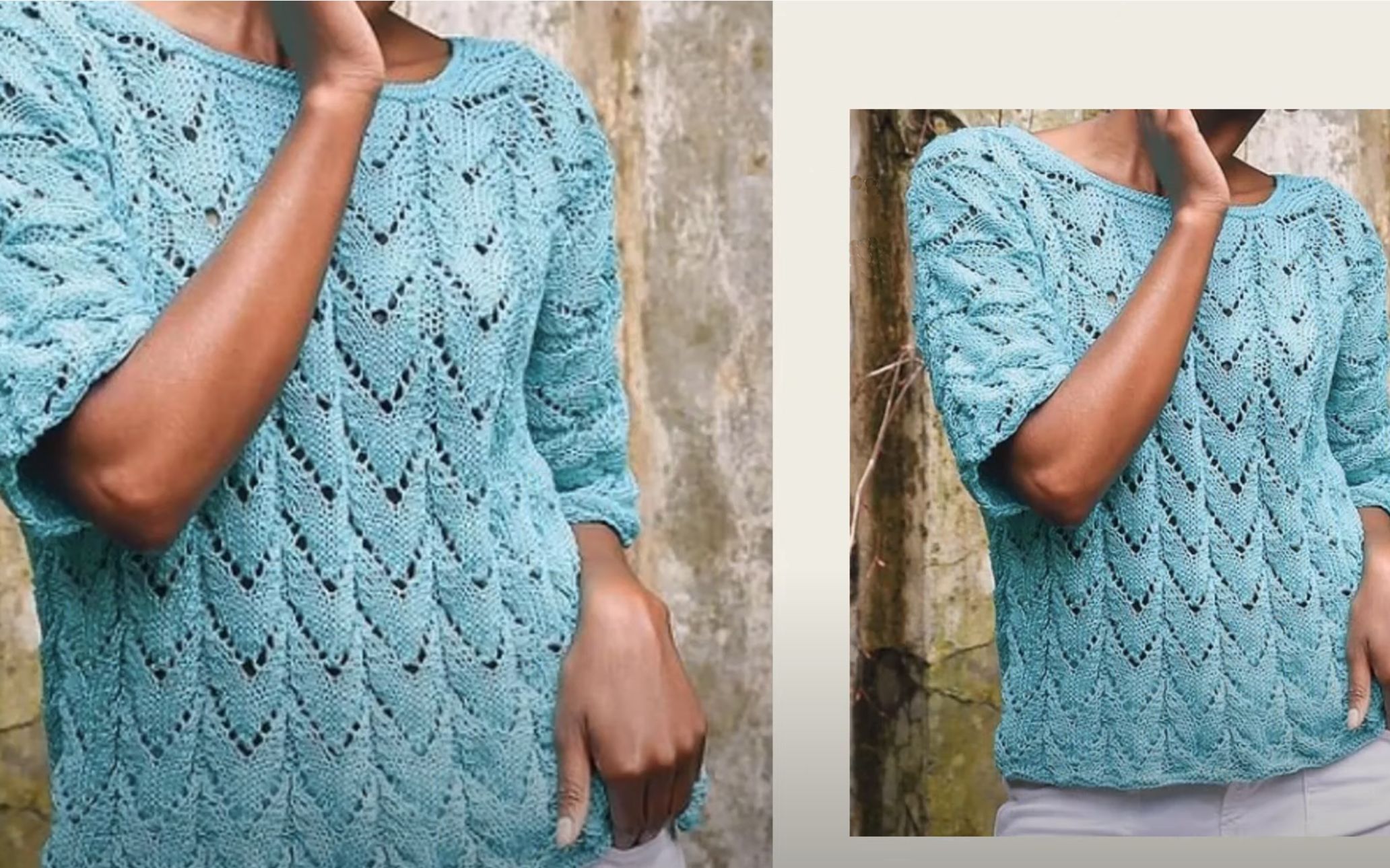 好看的v形花样镂空大v条花编织教程适合织毛衣帽子围巾等作品