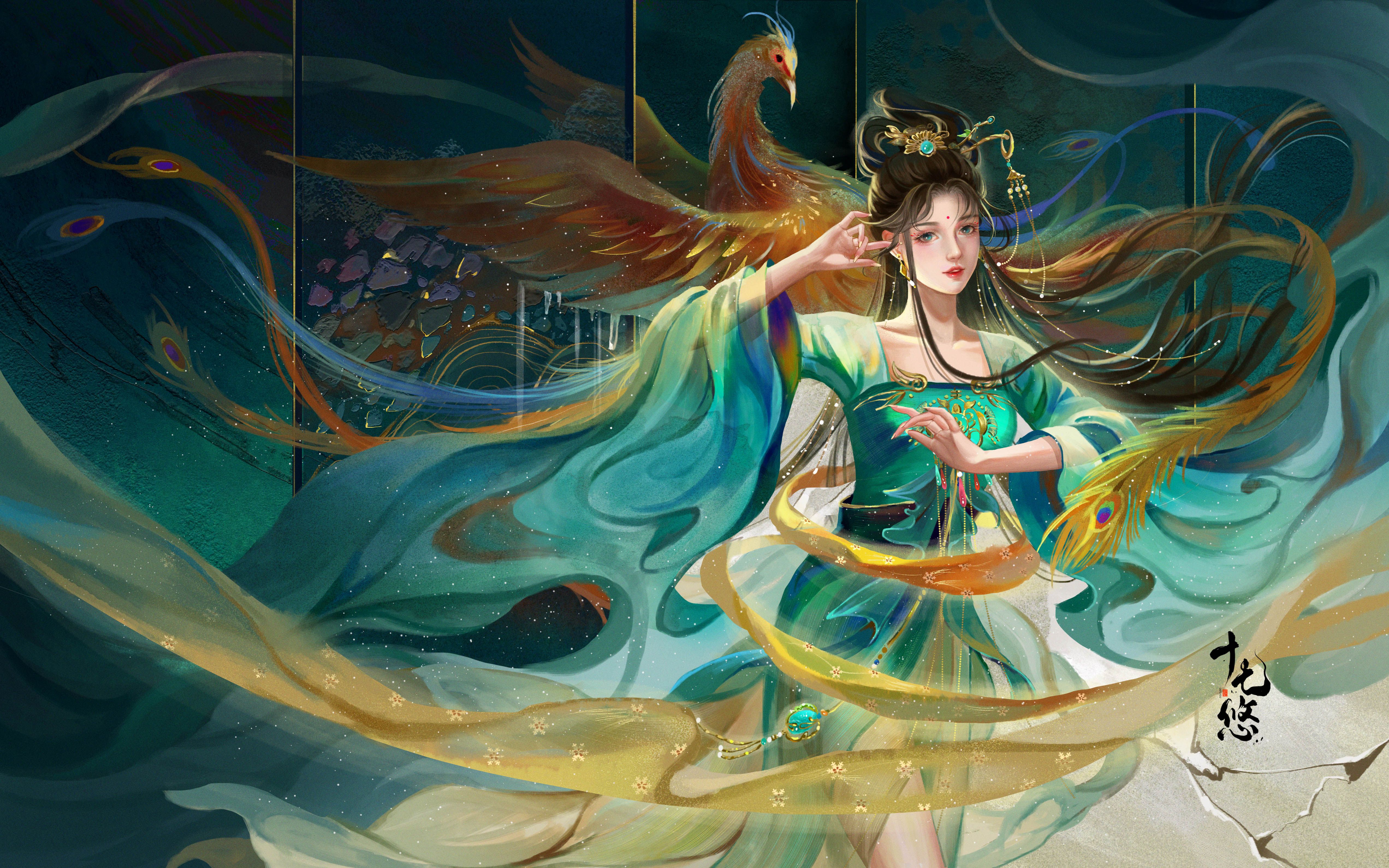 【ps板绘】古风(美女和鸟)_哔哩哔哩_bilibili