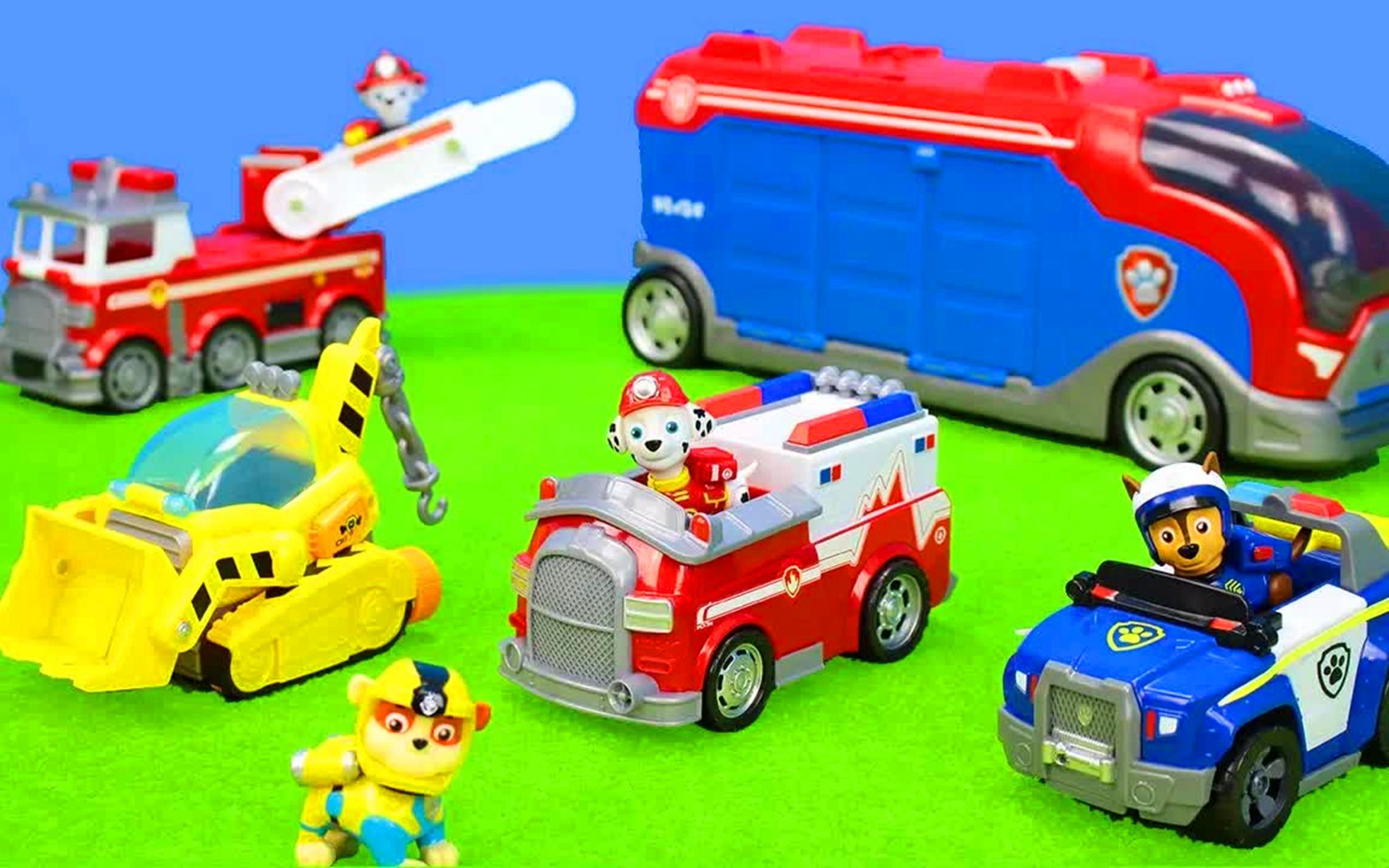 儿童益智玩具:莱德队长和汪汪队,消防车,警车,环卫车,推土机!