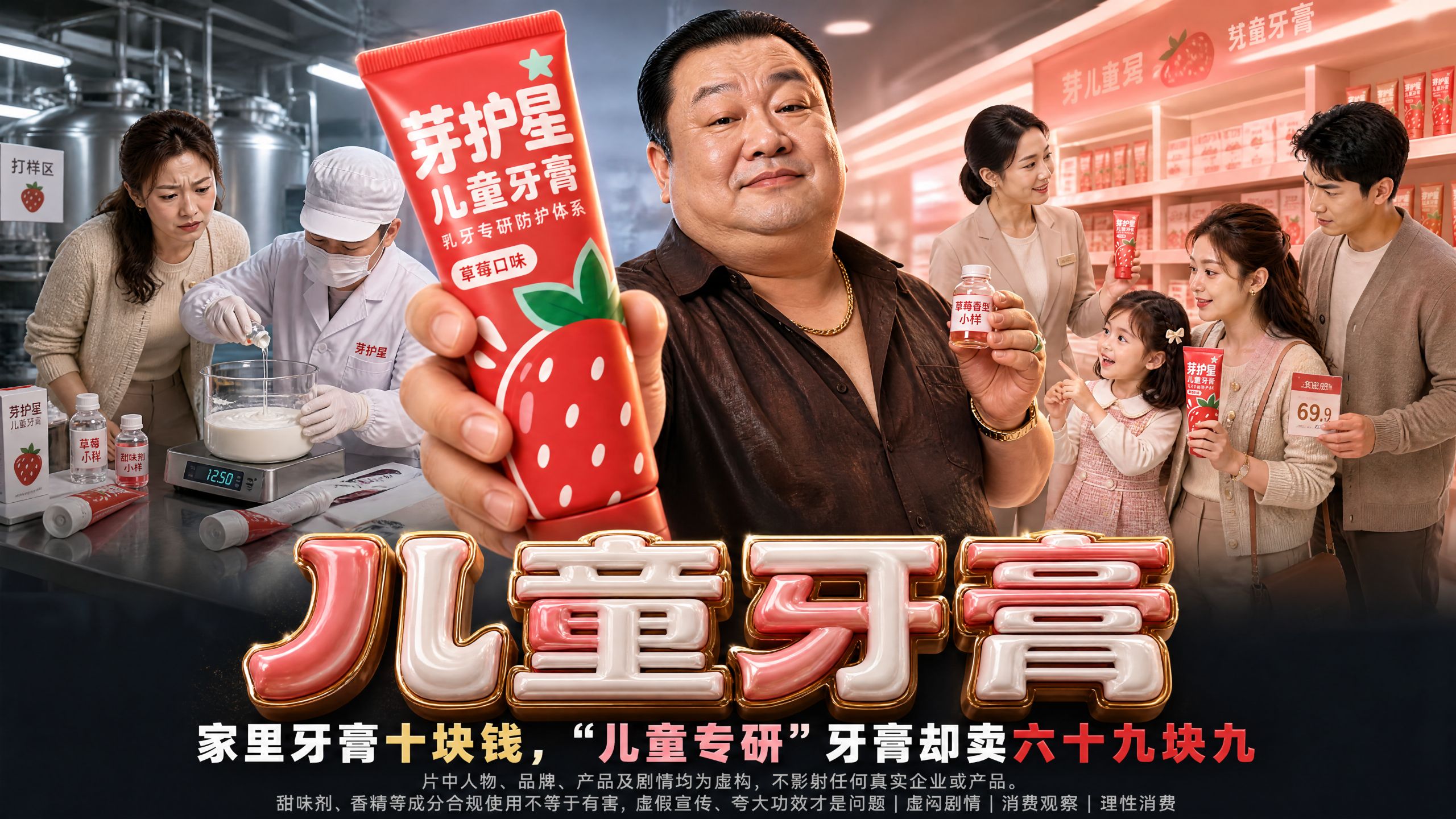 《儿童牙膏》大人牙膏十块钱“儿童专研”牙膏却卖六十九块九