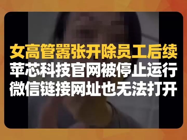 女高管嚣张开除员工后续,苹芯科技官网被停止运行,微信链接网址也无法打开哔哩哔哩bilibili