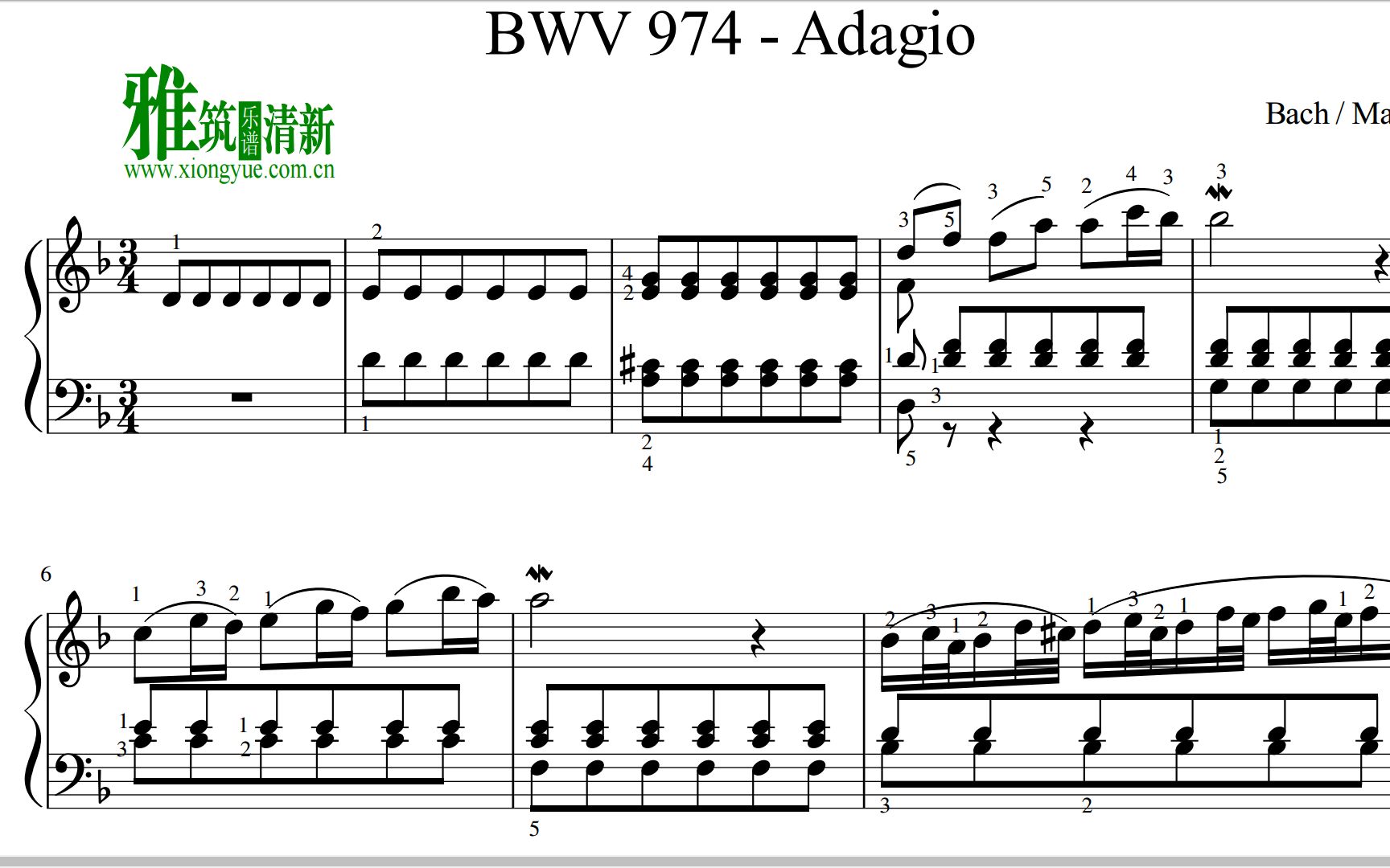 [图]巴赫 D小调协奏曲 BWV 974 - 2. Adagio