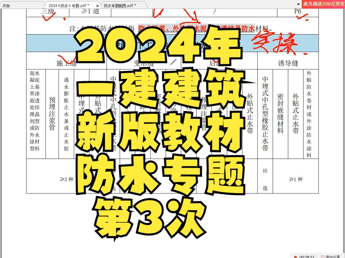 2024年一建建筑新版教材防水工程专题密训第3节哔哩哔哩bilibili