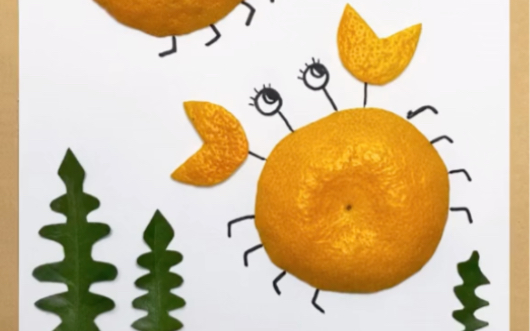 橘子皮贴画 幼儿手工图片