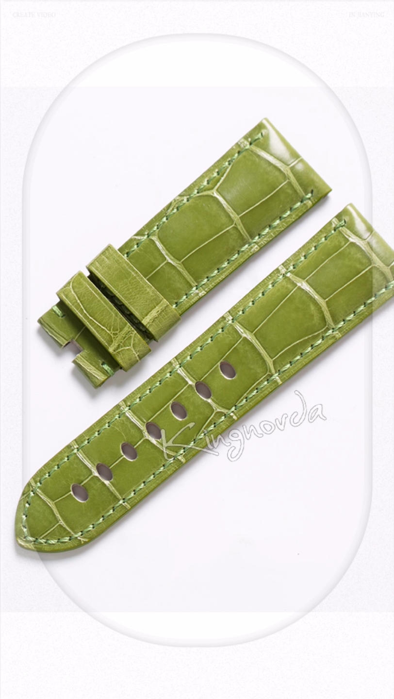 沛纳海~绿色鳄鱼皮表带94,欢迎有需垂询#沛纳海 #鑫诺德 #手工定制