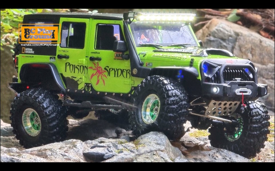 【户外越野】axial遥控攀爬车 scx10 ii 牧马人 h-tech 定制车轮和