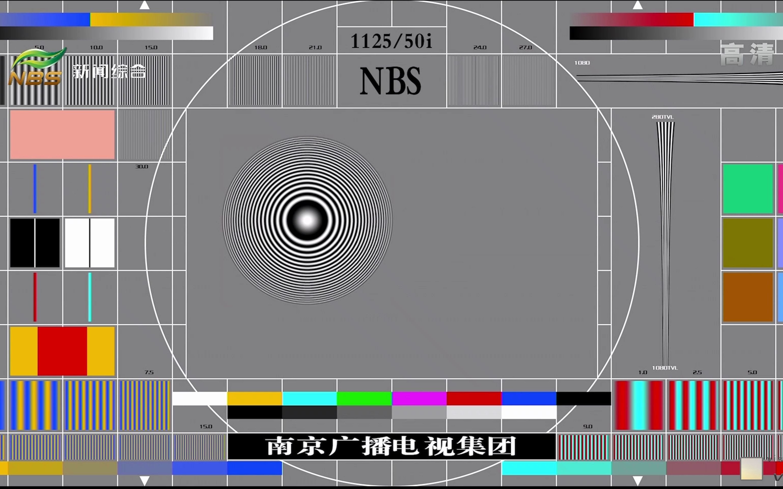中国内地/中国大陆江苏南京新闻综合频道测试卡 2021.12.