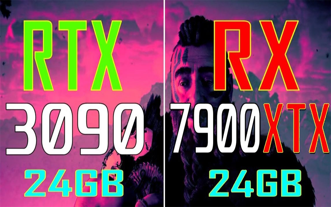 RTX 3090 24G vs RX 7900XTX 24G 显卡对比(4K分辨率测试,CPU为R5 7600X) 4K视频