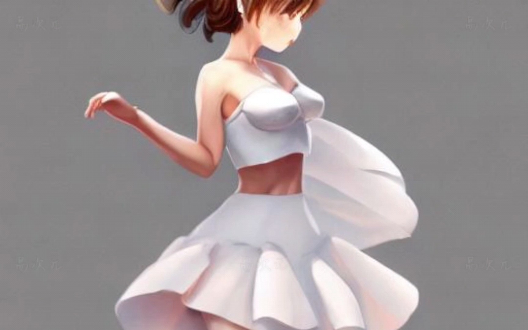 易次元ai绘图|白裙少女