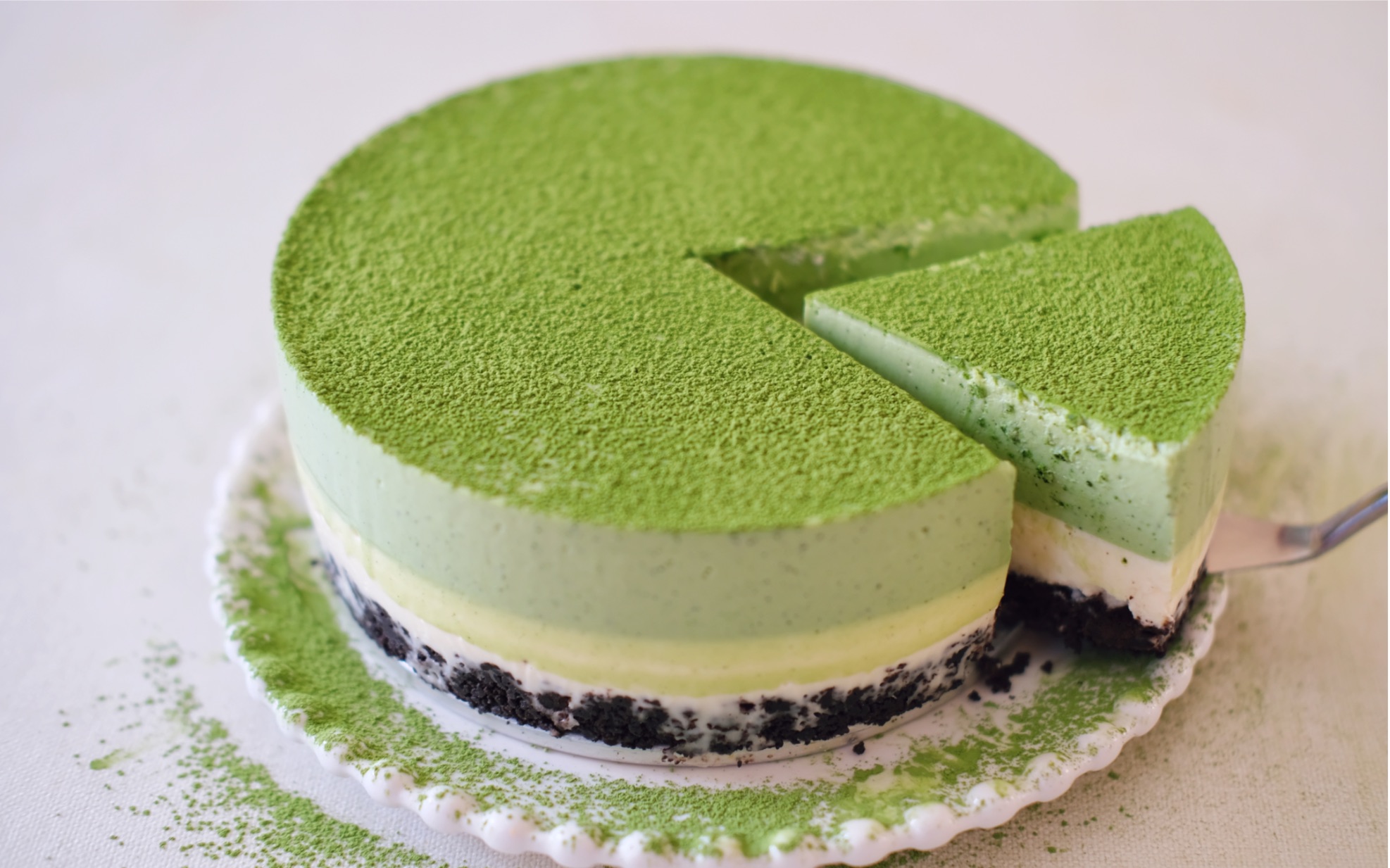 抹茶芝士慕斯蛋糕,口感超浓郁