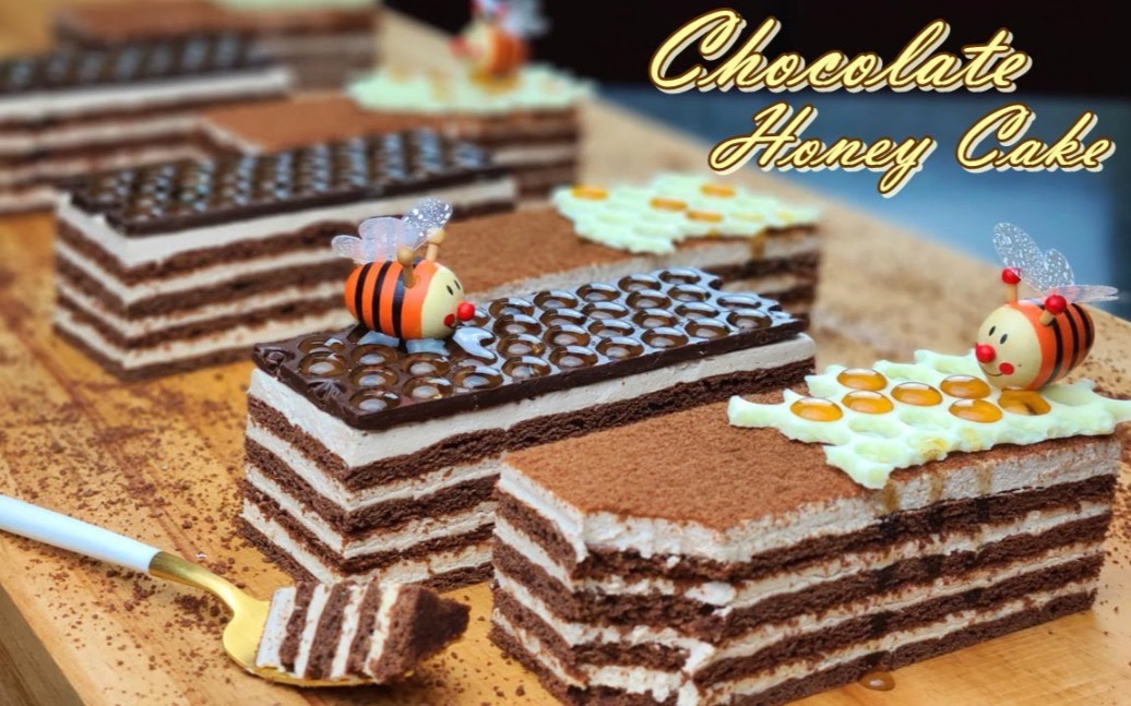 【卡通蛋糕】俄罗斯蜂蜜巧克力蛋糕‖Chocolate Russian Honey cake哔哩哔哩bilibili