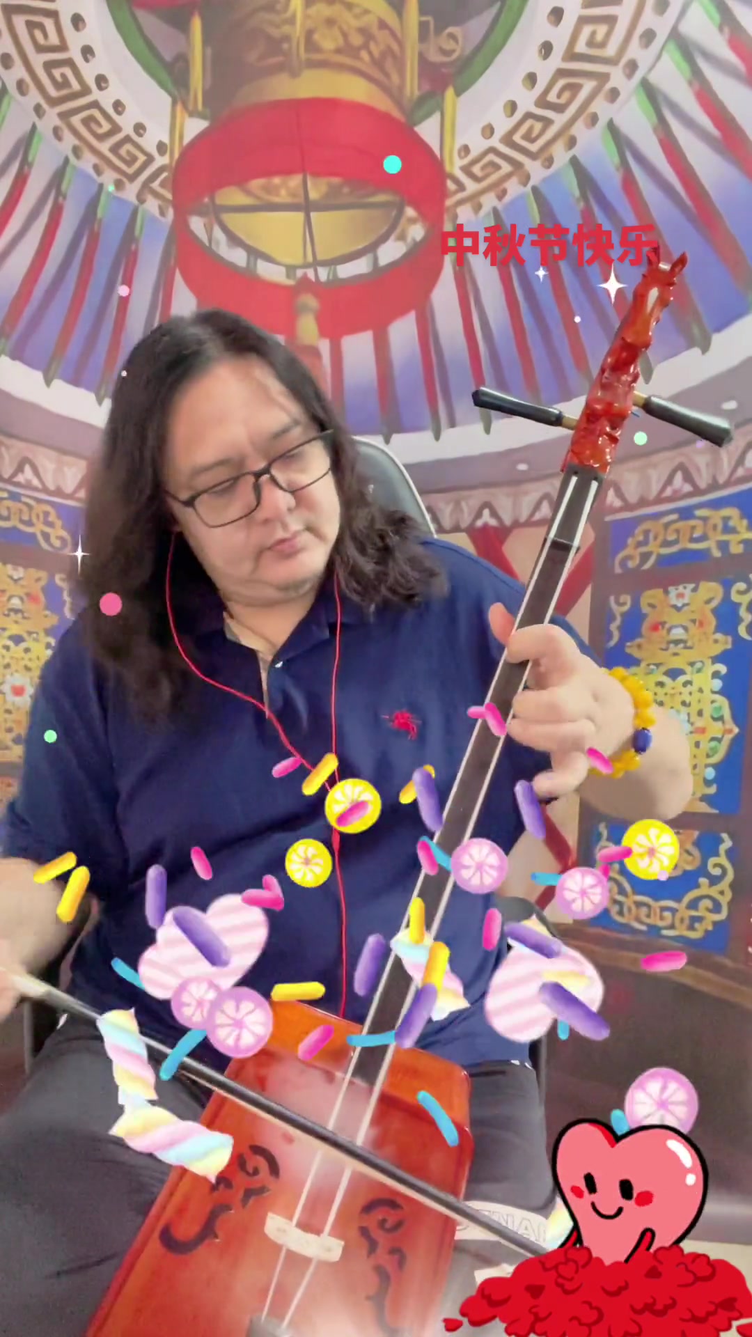 民族乐器包朝克马头琴祝家人们中秋节快乐吉祥平安