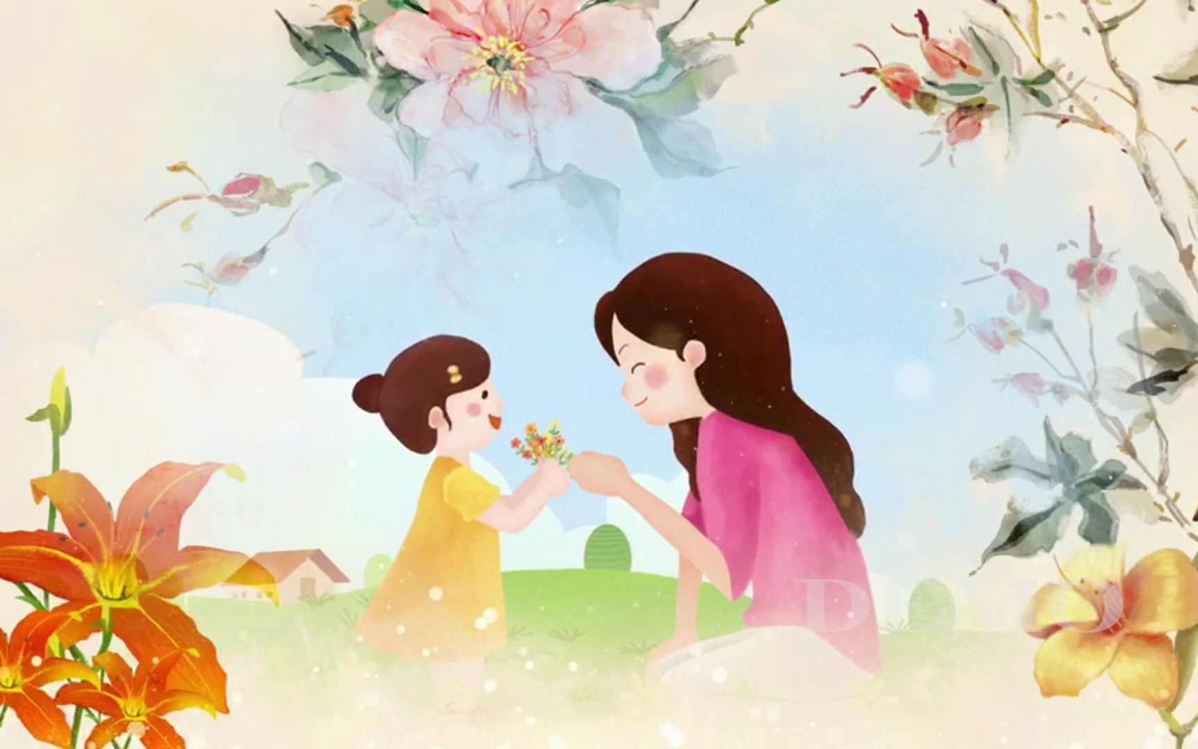 萱草花 钢琴曲 全息沉浸式互动演出舞美背景视频 元宇宙数字内容制作