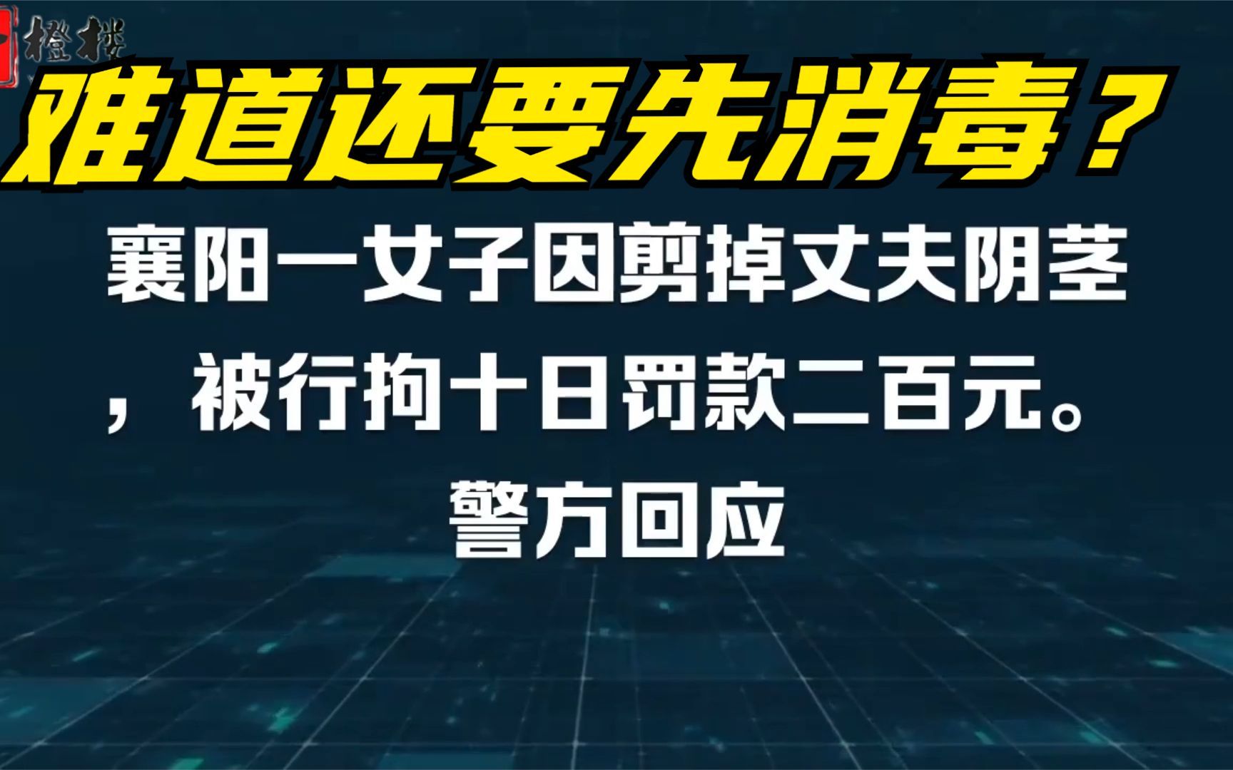 襄阳一女子因剪掉丈夫阴茎,被行拘十日罚款二百元.警方回应哔哩哔哩bilibili